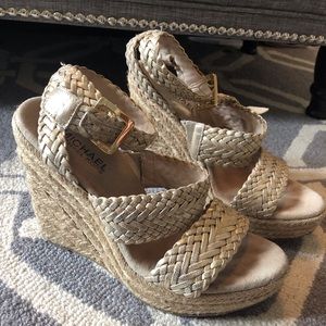 Michael Kors Gold Woven Wedges